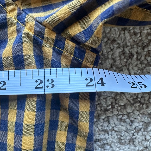 Knox & Lane Men’s Slim Fit Gingham Check Shirt – Navy/Yellow – Size L - Picture 4 of 7